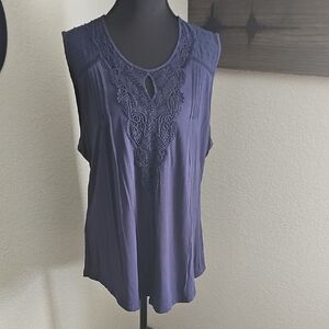 Daniel Rainn Deep Blue Lace Detail Blouse
